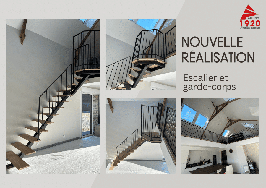 Escalier en acier garde corps Ateliers 1920